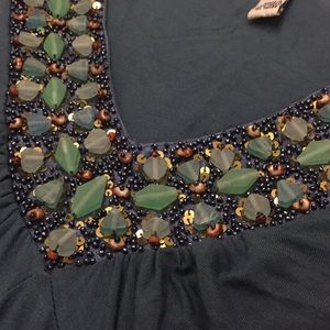 Long sleeve beaded v neck